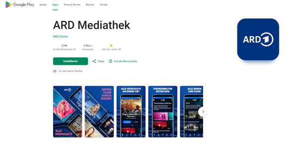 ARD Mediathek herunterladen für Android