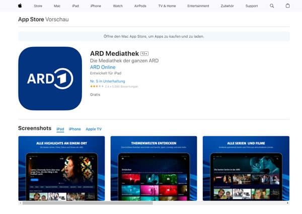 ARD Mediathek herunterladen für iOS