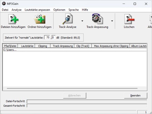MP3 Gain starten