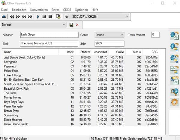 CDA in MP3 umwandeln mit CDex