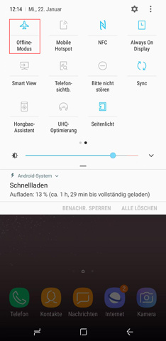 Flugmodus bei Android wählen