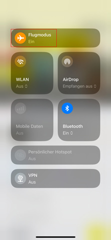 Flugmodus bei iPhone wählen