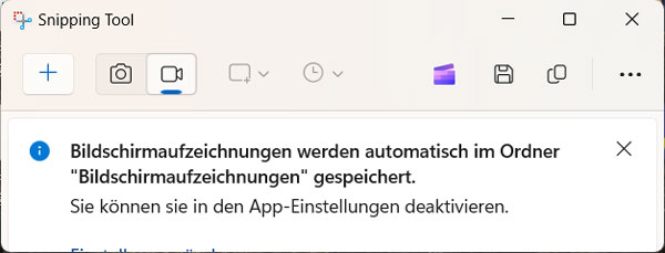Windows 11 Bildschirmaufnahme beenden bei Snipping Tool