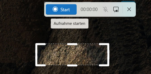 Windows 11 Bildschirmaufnahme starten bei Snipping Tool