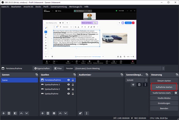Zoom mit OBS aufzeichnen