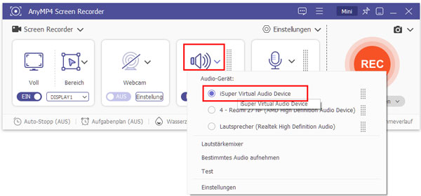 Virtuelle Soundkarte auswählen