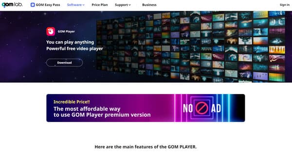 GOM Player Produktseite