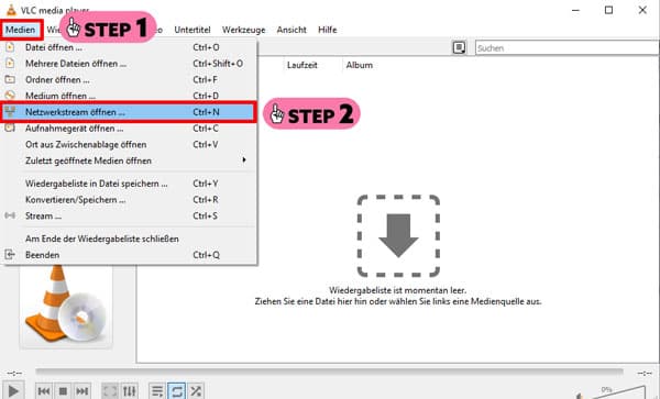 Netzwerkstream öffnen klicken