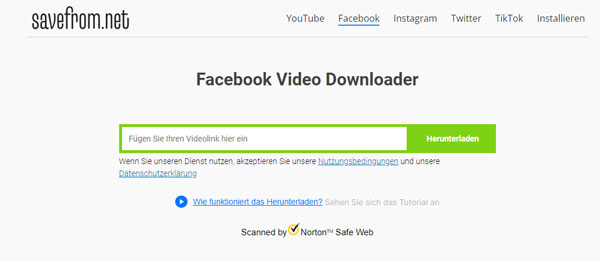 Facebook Reel downloaden mit Savefrom.net