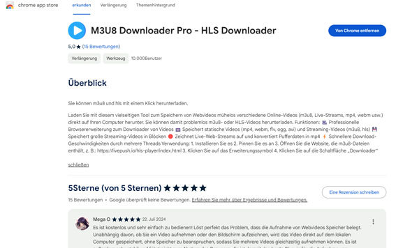 M3U8 Downloader Chrome Erweiterung