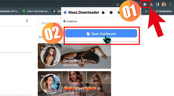 auf 'Open Dashboard' klicken mit Mass Downloader