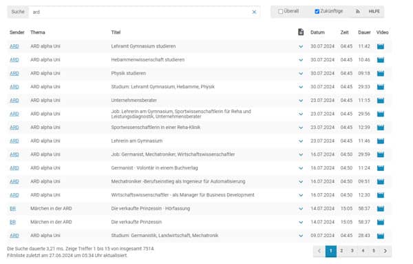 MediathekViewWeb aufrufen und durchsuchen