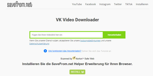 VK Video downloaden mit savefrom.net